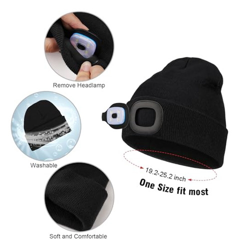 Paquete De 2 Gorros Led Luz, Gorros De Punto Linterna L...