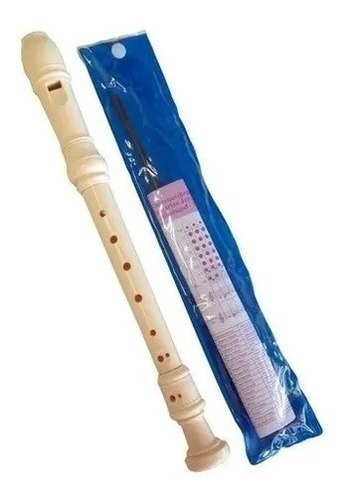 Flauta Dulce Soprano Color Hueso Con Funda Azul Smallbox
