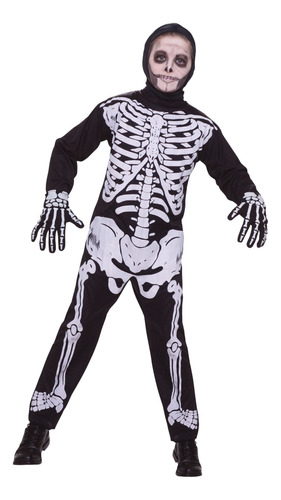 Disfraz Esqueleto Niños Halloween Importado Sin Guantes