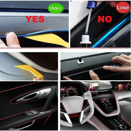 Imagen 7 de 10 de Hilo Tira Luz Neon Colores Led Conector 12v Auto Moto 5m