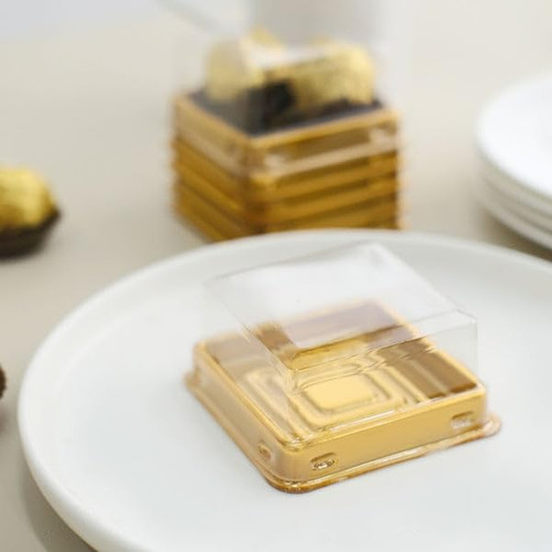 50 Recipiente Plastico Para Cupcake 3  Color Dorado Caja
