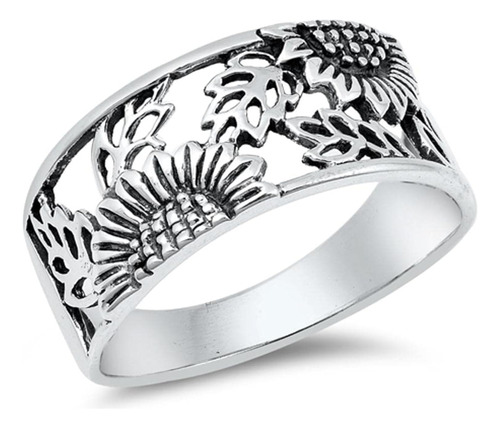 Anillo De Girasol De Filigra De Plata Esterlina Metal Sen Ge