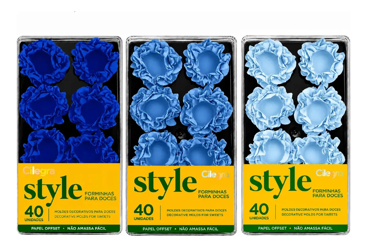 120 Forminhas Para Doces Finos Flor Mesa Embalagem Brigadeiro Docinhos Decoração Luxo Casamento Festa Aniversario Batizado Ceu Tons Azul