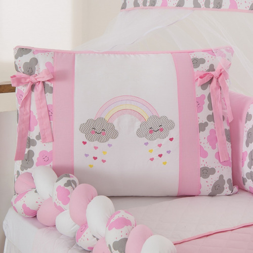 Kit Para Mini Berço Trança Chuva De Amor 11 Pçs Menina
