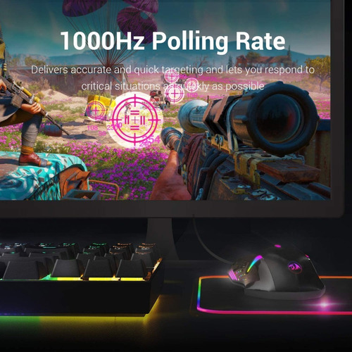 Mouse Gamer Redragon M601 Rgb 7200dpi Peso Ajustable 7 Boton