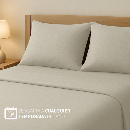 Juego De Sábanas De Camiseta Individual 3 Piezas Tesso Home Color Avena Diseño De La Tela Liso