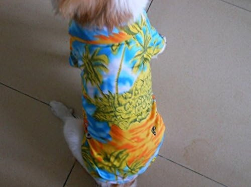 Tangpan Hawaiian Beach Cocotero Estampado Perro Camisa Veran