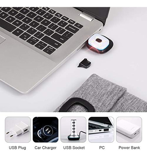 Gorro Led With Usb Recargable, Libres Manos, 4 Faros Led, De