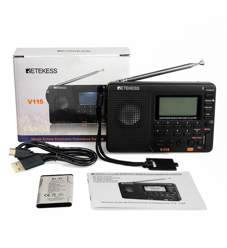 Radio Fm Am Sw Retekess V115 De Onda Corta Con Recarga Usb