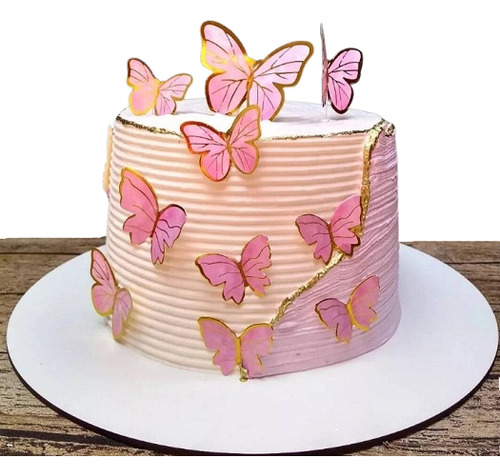 Fiesta de cumpleaños con diseño de tarta de mariposas y rosas doradas