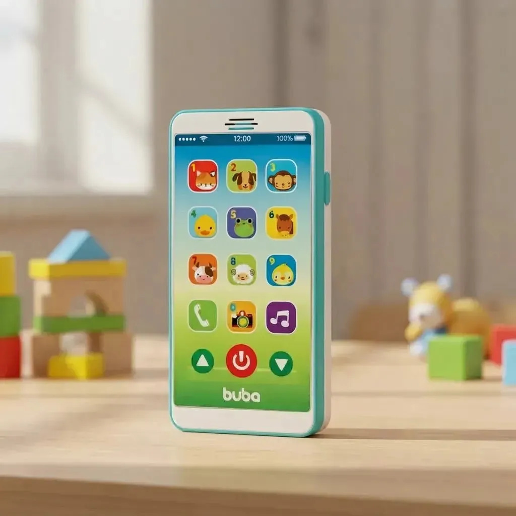 Celular De Brinquedo Baby Phone Musical Buba Telefone Cores Cor Azul