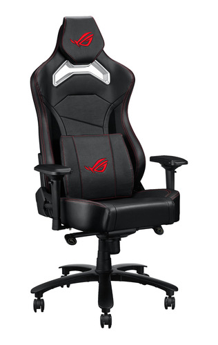Silla de escritorio Asus ROG Chariot Core gamer ergonómica negra con tapizado de cuero sintético