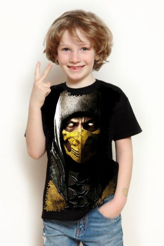 Camisa, Camiseta Criança 5%off Jogo Mortal Kombat Scorpion