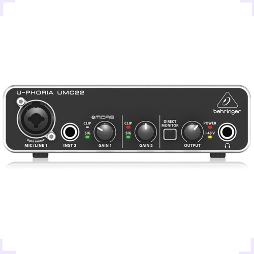 Interface De Áudio Behringer U-phoria Umc22 Cor Preto