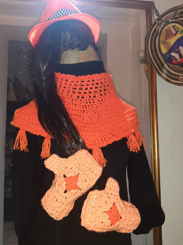 Bufanda Cuello Y Guante A Eleccion Crochet Lana Artesanal