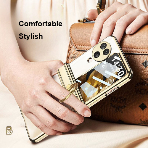 Funda Con Mica Soporte Anillo Para Oppo Find N3 Flip