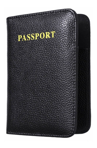 Funda - Estuche Para Pasaporte De Piel Genuina. 2 Colores Color Negro
