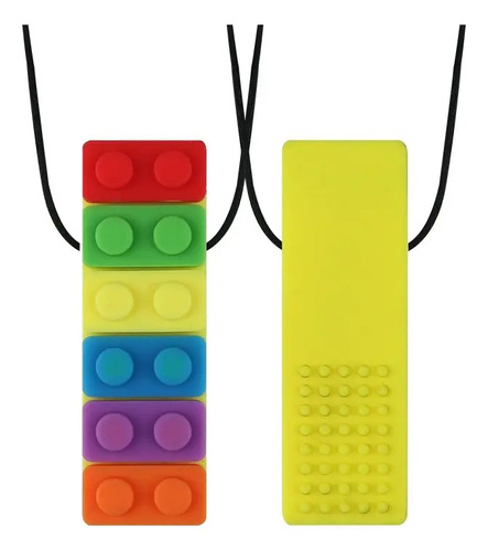 Colar Mordedor Sensorial Silicone Bloco /tdah/tea Cor Amarelo Lisa