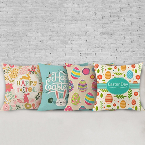 Fundas De Almohada Estampado De Pascua Funda Cojín De Sofá