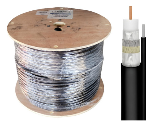 Cable Coaxial Banda Ancha Rg6 Con Mensajero De Acero 305 Mts