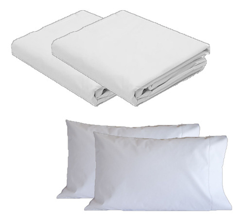 Pack Hotel 2 Sabana Ajustable 100% Algodón 1 1/2pl + 2 Funda