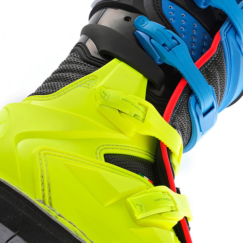 Botas Motocross Enduro Niños Gxj Negra/azul/amarillo Fluo