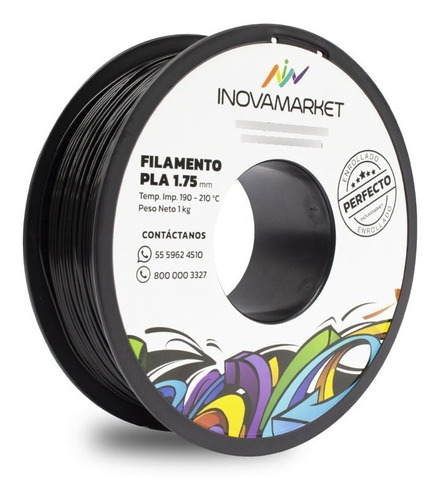 Filamento Pla 1.75 Mm Color Black Negro De 1 Kg