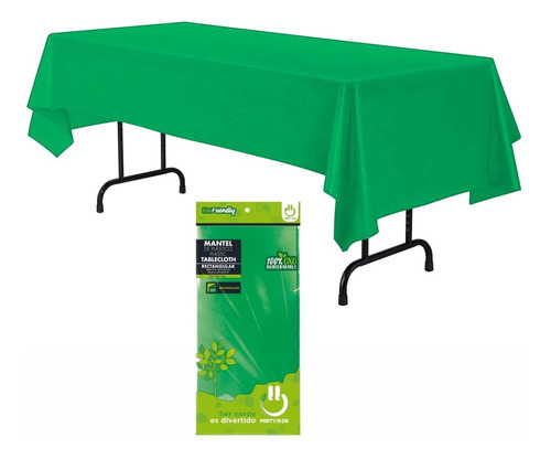 Mantel Rectangular Desechable Party Is On Color Verde bandera