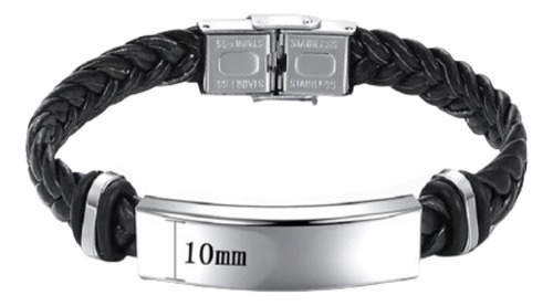 Pulsera De Cuero Genuino Trenzado Modelo Mocambo - Negra