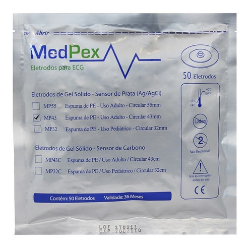 Eletrodo Ecg Monitorização - Adulto Caixa C/ 1000 Medpex 