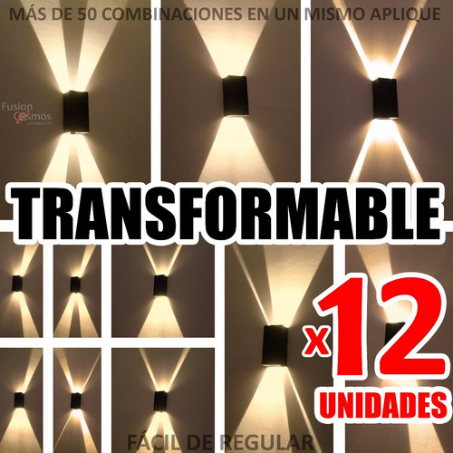 Baliza Señalizadora De Pared Luz Transformable- Pack X12unid Ilumiancion Adorno Decoracion Regulable Living Comedor Spot