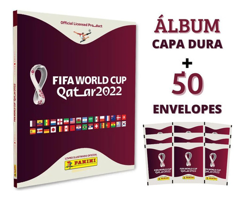 Album Copa 2022 Qatar Capa Dura + 50 Envelopes Figurinhas