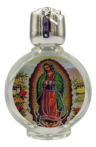 Recuerdo Botella De Cristal Para Agua Bendita 12 Pzas Virgen Plateado