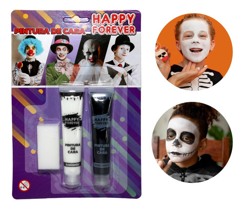 Pintura Pinta Carita Blanco Y Negro Halloween Disfraces 