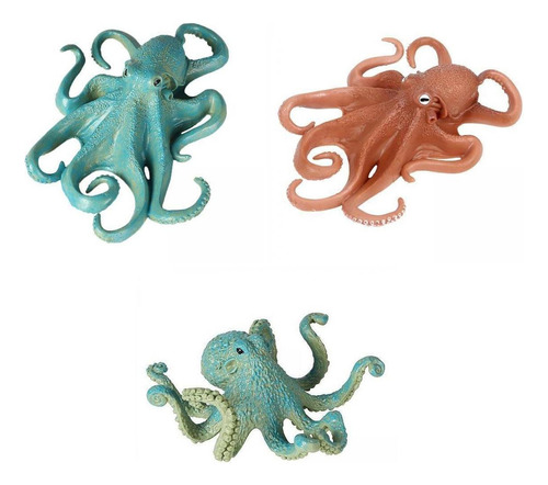 3x Figuras De Pulpo De Animales Marinos Juguete Educativo De