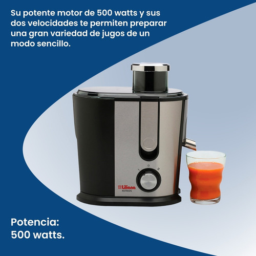 Imagen 5 de 7 de Extractor De Jugo Juguera Liliana 500w 2 Vel + Vaso A12