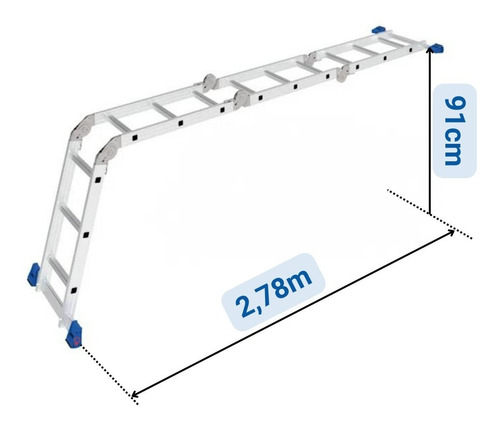 Escada Articulada 12degraus 4x3 C/plataforma Pedreiro Pintor Cor Alumínio