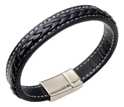 Pulsera De Cuero Negro O Marron Trenzado Con Iman Febo