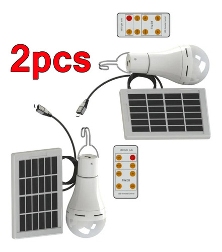 2 Bombillas De Energía Solar De 9 W Para Acampar, Patio, Etc