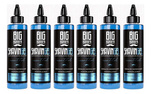 Kit 6x Shaving Gel De Barbear Menthol 300ml Big Barber