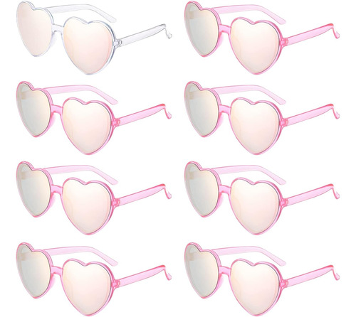 Paquete De 8 Gafas De Sol Con Forma De Corazón Rosa Para Des