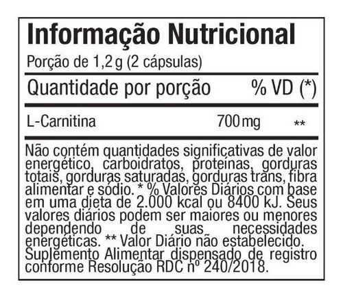 Imagem 2 de 3 de L-carnitina - 60 Cápsulas - Ftw