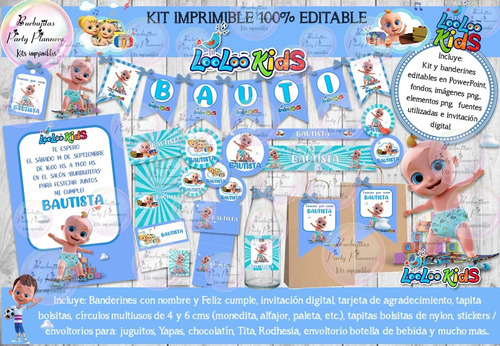 Kit Imprimible Candy Bar Loo Loo Kids 100% Editable