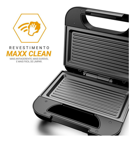 Sanduicheira E Grill Philco Inox 2 Em 1 Pgr27a 750w Cor Preto 220V