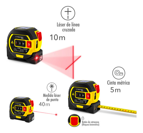 Kit 2pz Flexometro Medidor De Distancia Digital Con Laser