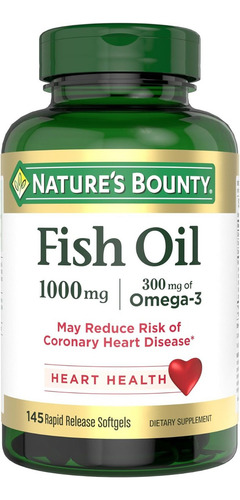 Aceite De Pescado 1000 Mg Nature's Bounty 145 Cápsulas Sin Sabor