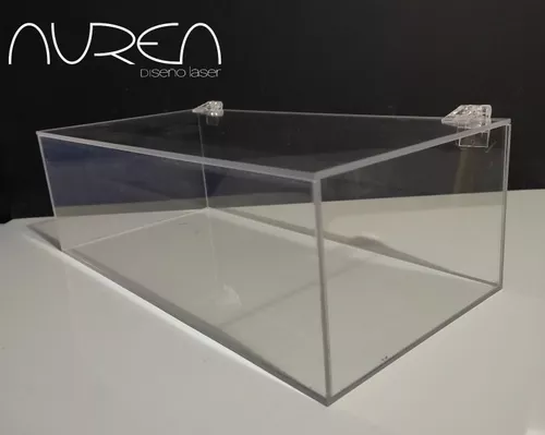 Caja Acrílico Transparente. Tapa Abatible