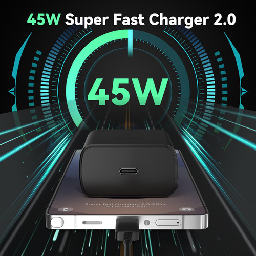 Cargador Rápido 45w Samsung Galaxy S25/s24/s23 Usb C 6.6ft Negro
