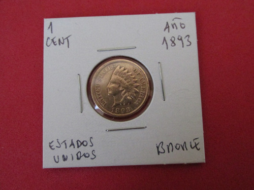 Moneda 1 Centavo Estados Unidos De Bronce Año 1893