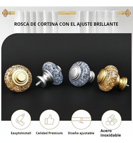 Dorado Cortineros De Metal Ajustable Barra Cortina Max3m Cristal Oro